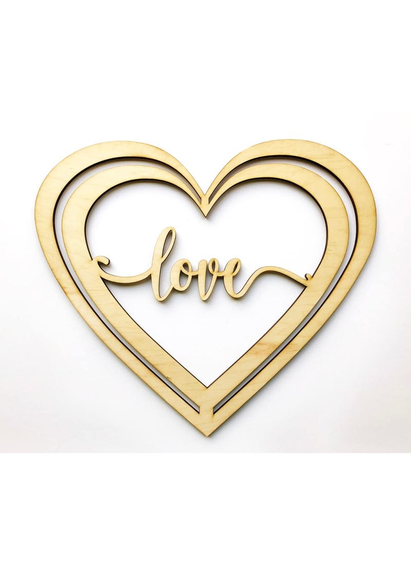Cliths Pack of 1 Piece Valentines Love Wood Heart Door Sign Front Entry Laser Cut Bedroom Wall Art Hanging Home Decor inOutdoor Decoration Door Hanger