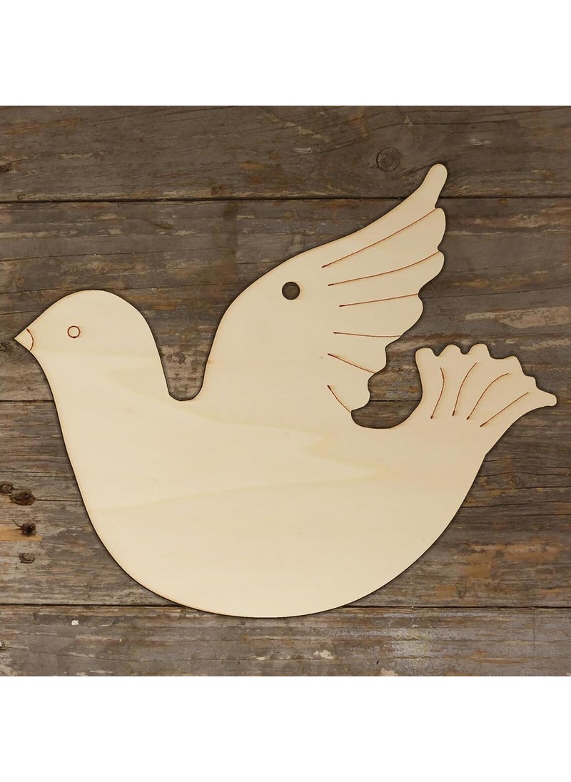 Cliths Pack of 10 Wooden Christmas Dove Craft Shapes Unfinished DIY Flying Bird Cutouts for Xmas Tree Ornaments Crafting Painting and Home Decor Ideal Holiday Decoration