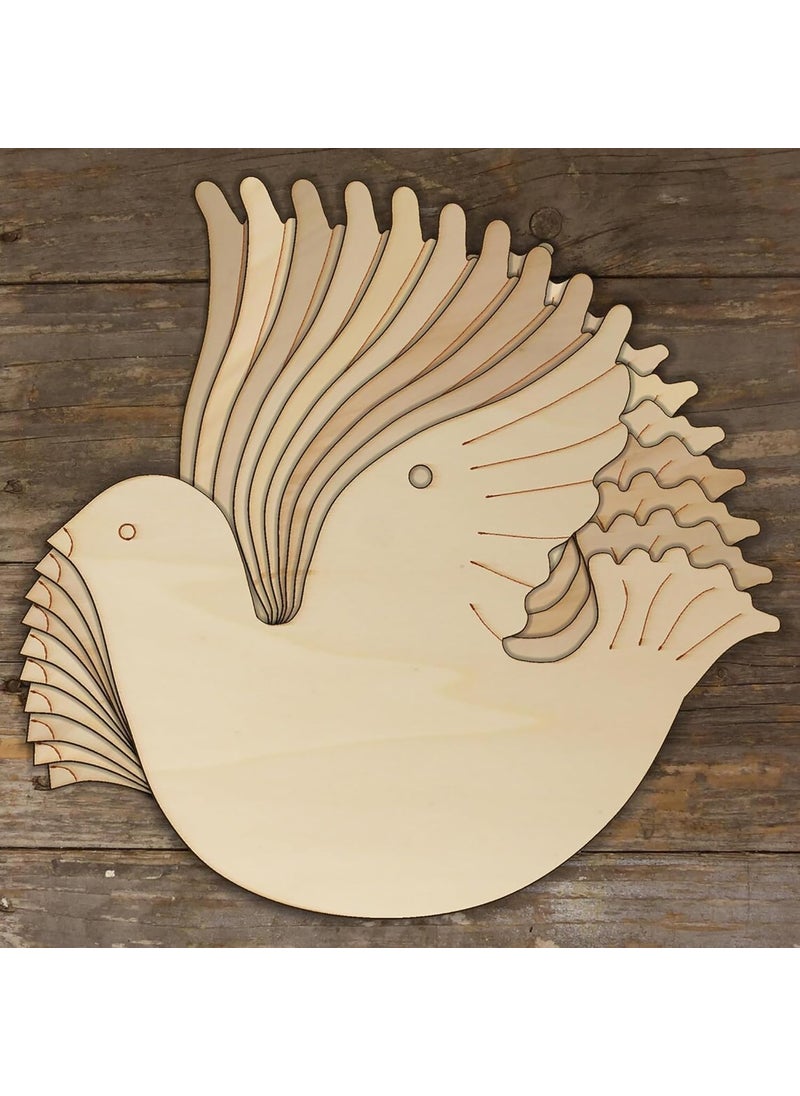 Cliths Pack of 10 Wooden Christmas Dove Craft Shapes Unfinished DIY Flying Bird Cutouts for Xmas Tree Ornaments Crafting Painting and Home Decor Ideal Holiday Decoration