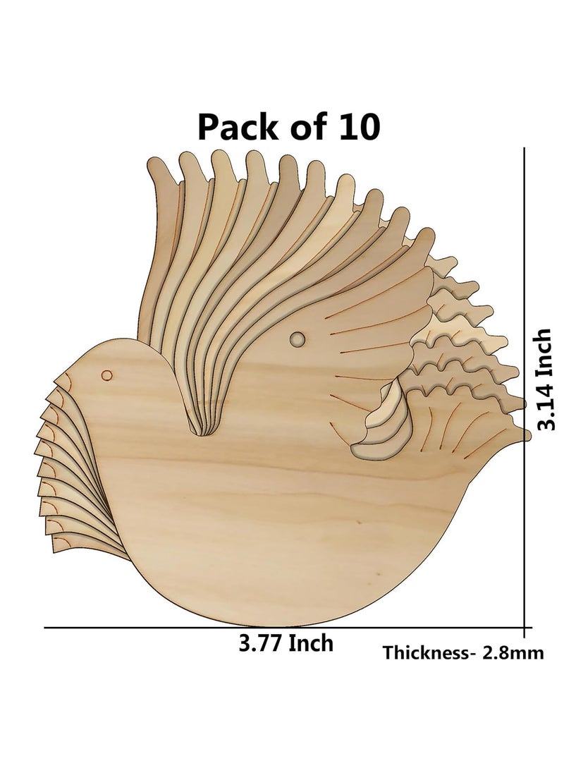 Cliths Pack of 10 Wooden Christmas Dove Craft Shapes Unfinished DIY Flying Bird Cutouts for Xmas Tree Ornaments Crafting Painting and Home Decor Ideal Holiday Decoration