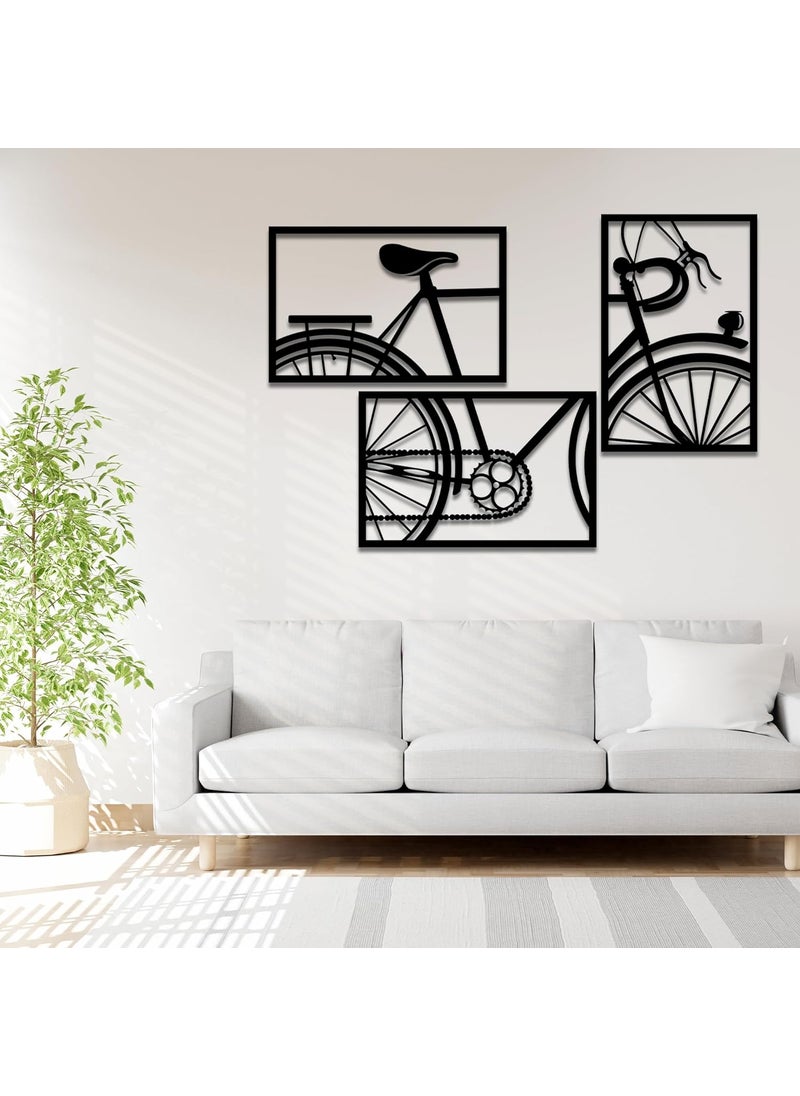 Solimo PreLaminated Pine Wood Cycle Wall Art Laser Cut Precision For Home Dcor For Gifting Set of 3