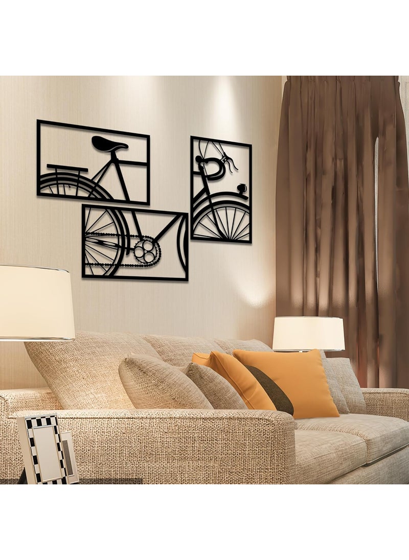 Solimo PreLaminated Pine Wood Cycle Wall Art Laser Cut Precision For Home Dcor For Gifting Set of 3