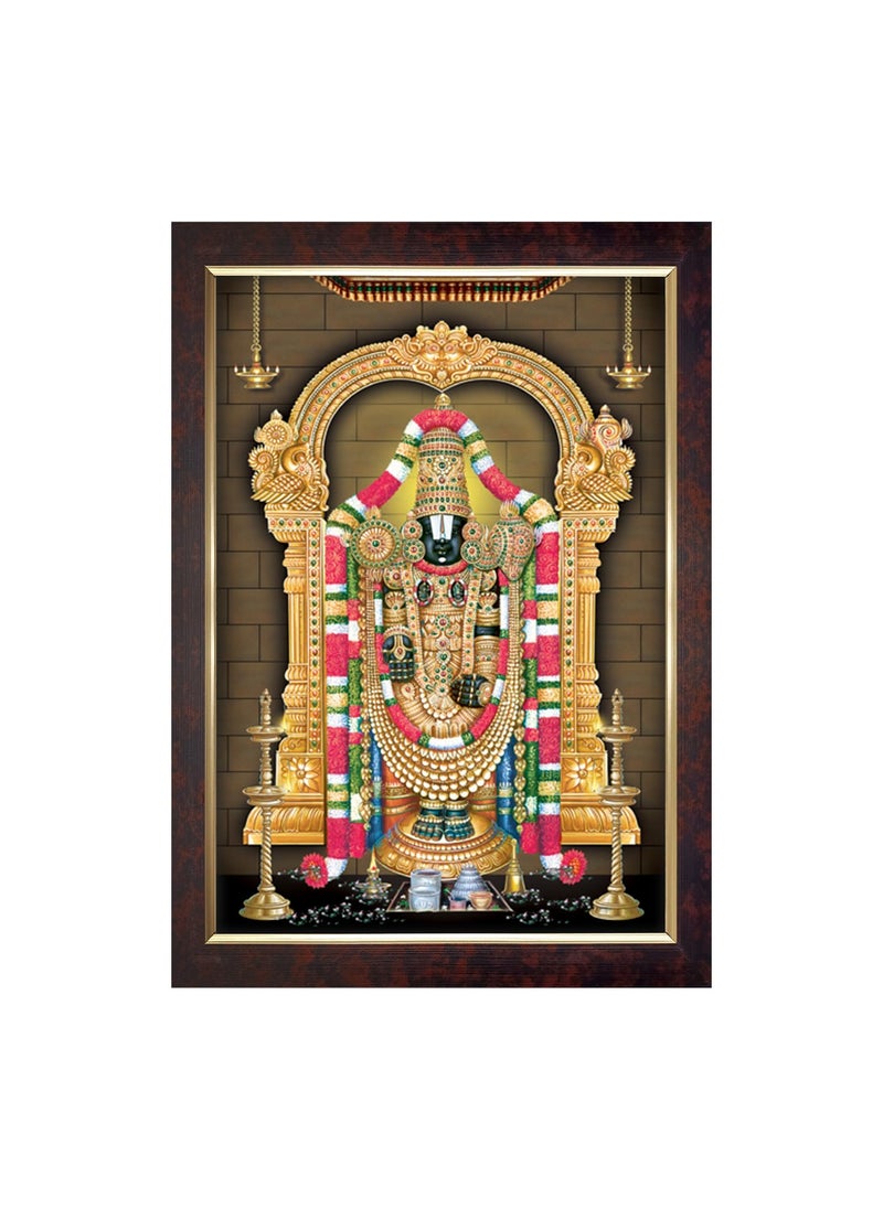 Dharvika Innovations Tirupati Balaji paintings for living room Tirupati Balaji painting wall decoration Tirupati Balaji photo frame for wall decoration Brown 2199 14x20 Inch
