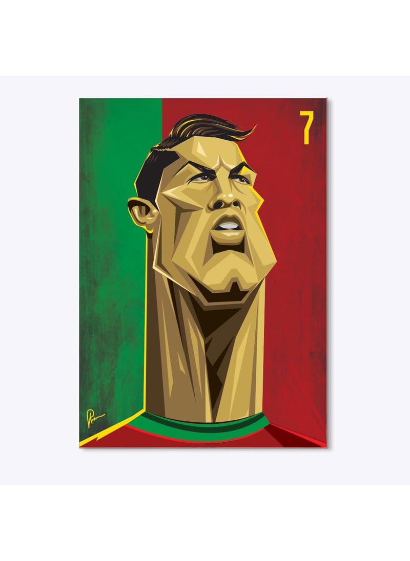 GRAPHICURRY RONALDO Caricature Laminated Sunboard 30 X 215 X 05 cm Wall Art Multicolor Printed Frames Home Decor for Living Room Bedroom Office Study Shelf