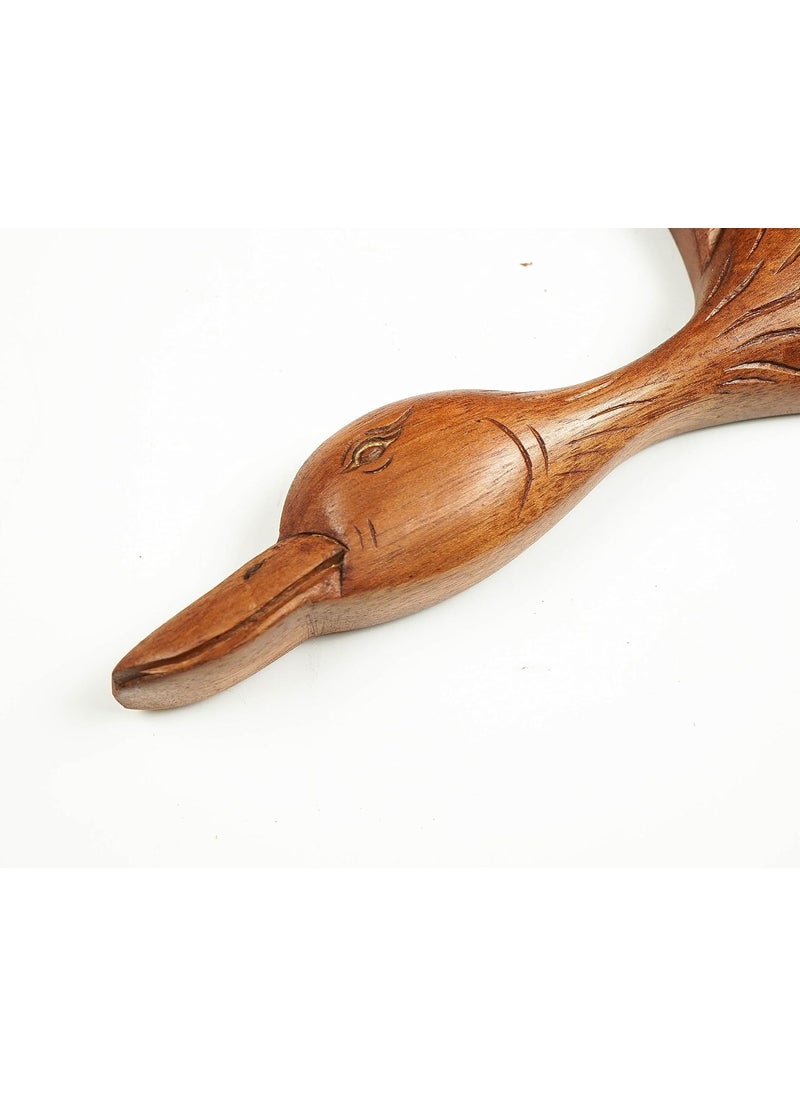 kveer wood Solid Wood Flying Duck Wall Art Wood Carving Room Decor Brown