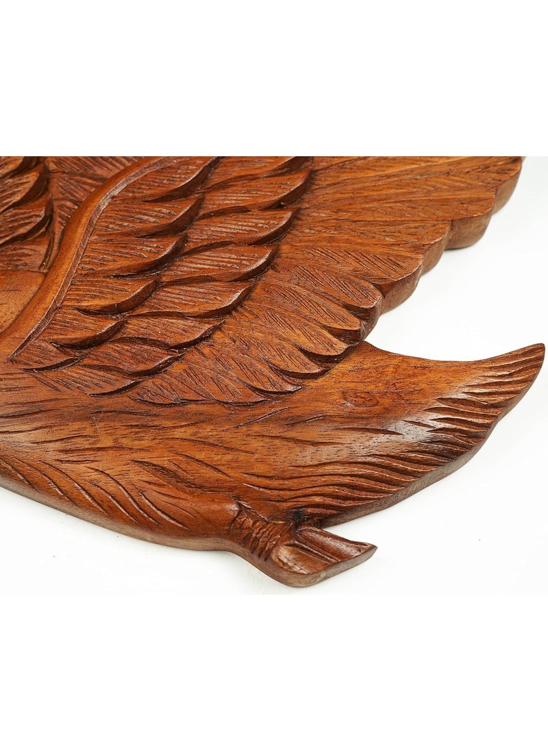 kveer wood Solid Wood Flying Duck Wall Art Wood Carving Room Decor Brown