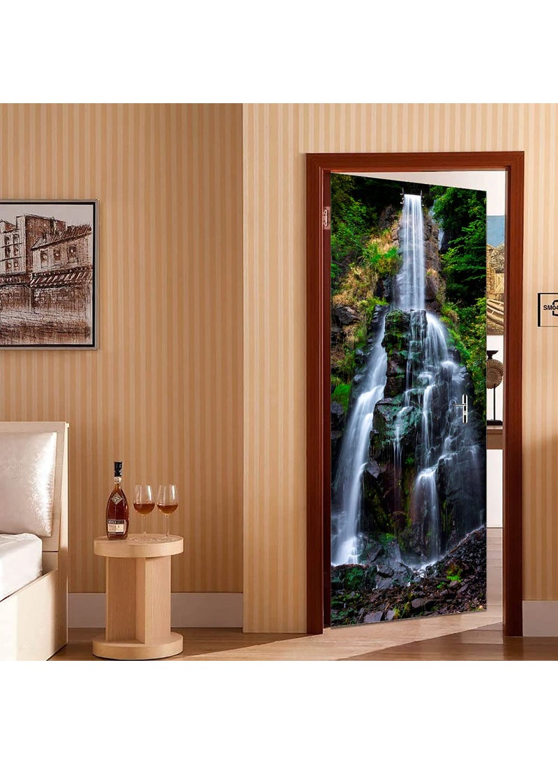 CVANU Vinyl Beauty of Nature Waterfall Decorative Door Sticker Multicolour 77CM X 200CM