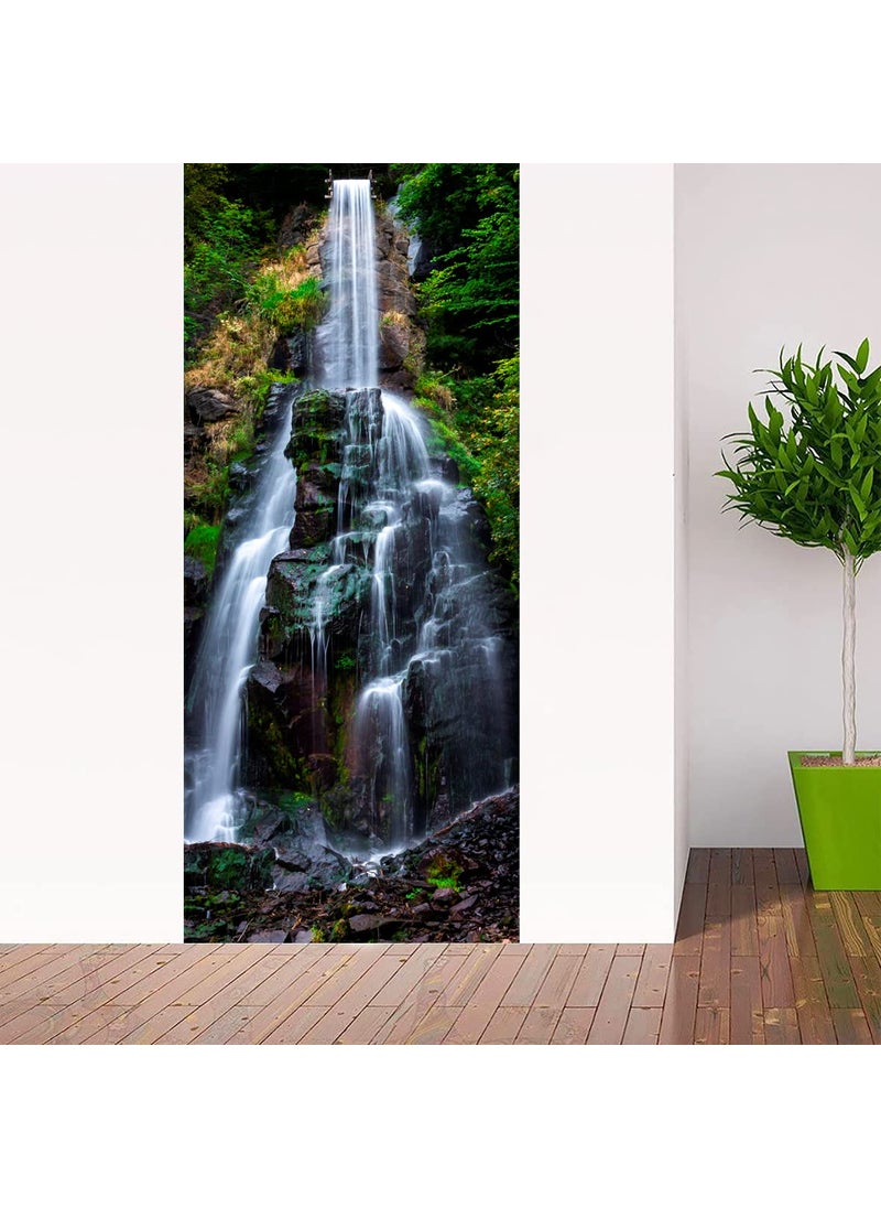 CVANU Vinyl Beauty of Nature Waterfall Decorative Door Sticker Multicolour 77CM X 200CM