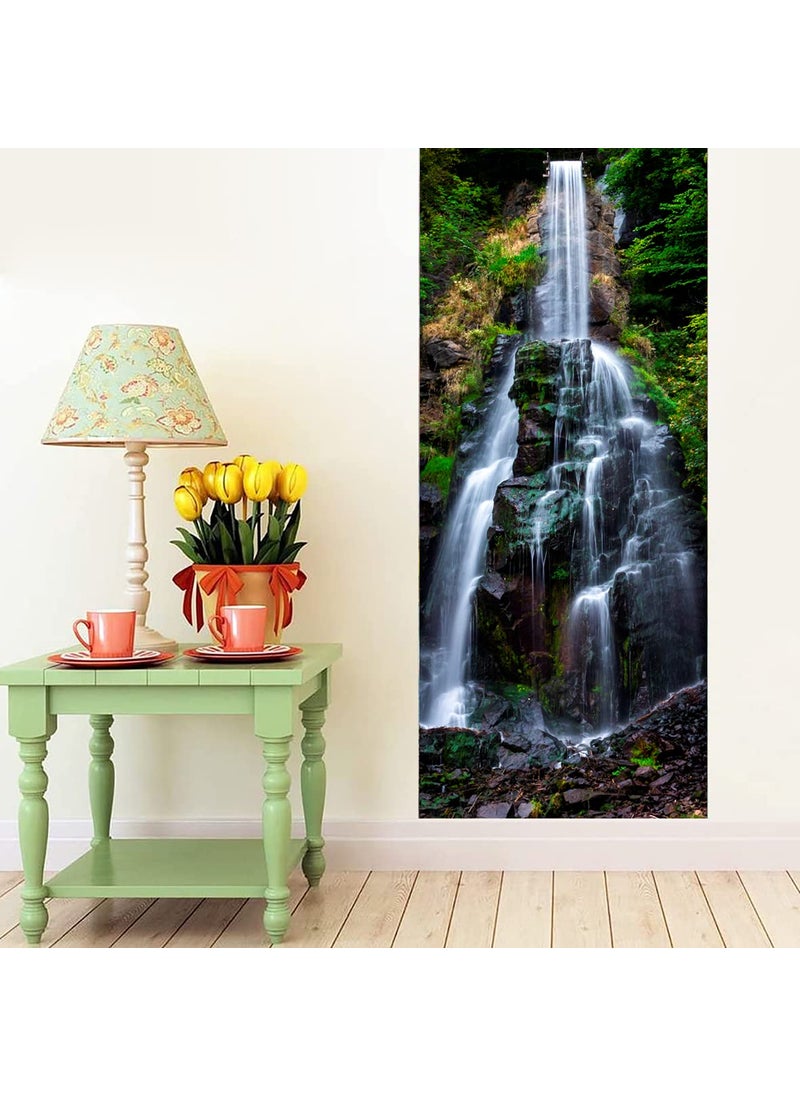 CVANU Vinyl Beauty of Nature Waterfall Decorative Door Sticker Multicolour 77CM X 200CM