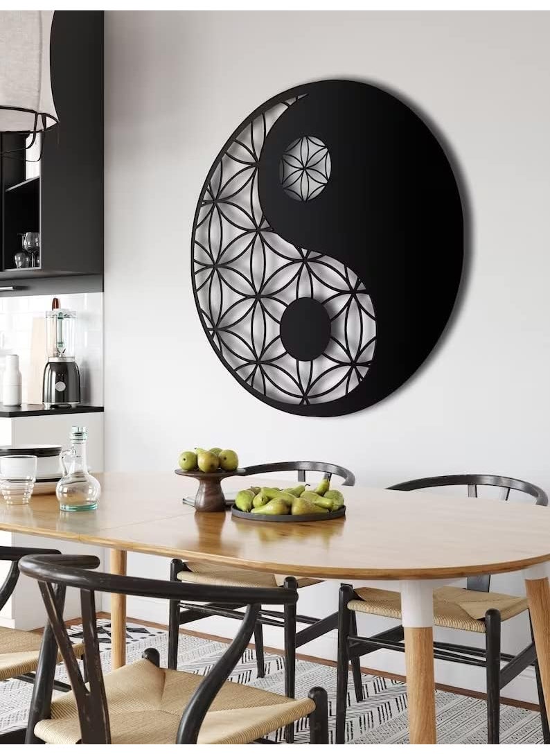 trademubarak Yin Yang Decor Metal Wall Art 3d Wall Art for Living Room Home DecorWall Hanging with Matte FinishScratch Rust Free Modern Art for Drawing Room BedroomOfficeBlack 18 Inches