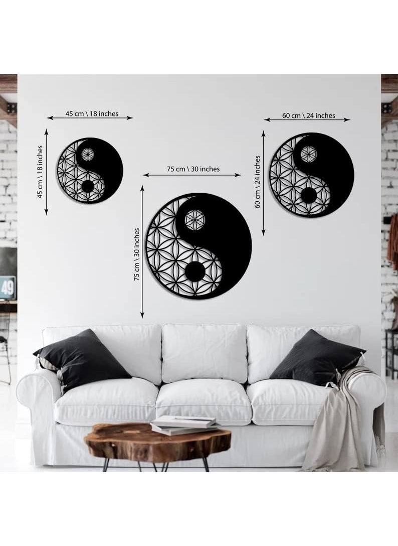 trademubarak Yin Yang Decor Metal Wall Art 3d Wall Art for Living Room Home DecorWall Hanging with Matte FinishScratch Rust Free Modern Art for Drawing Room BedroomOfficeBlack 18 Inches