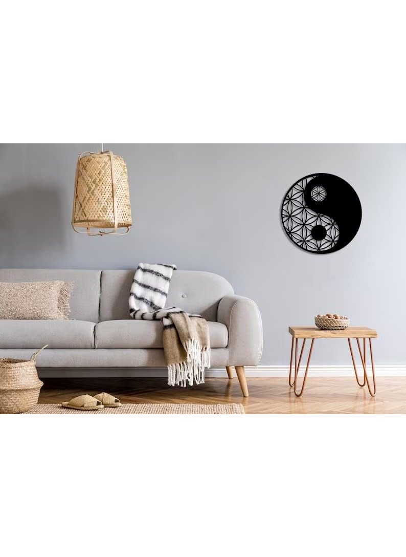 trademubarak Yin Yang Decor Metal Wall Art 3d Wall Art for Living Room Home DecorWall Hanging with Matte FinishScratch Rust Free Modern Art for Drawing Room BedroomOfficeBlack 18 Inches