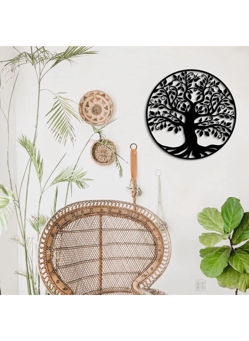 trademubarak Tree Wall Art for Living Room Home DecorWall Hanging with Matte FinishScratch Rust Free Modern Art for Drawing Room BedroomOfficeBlack 18 Inches