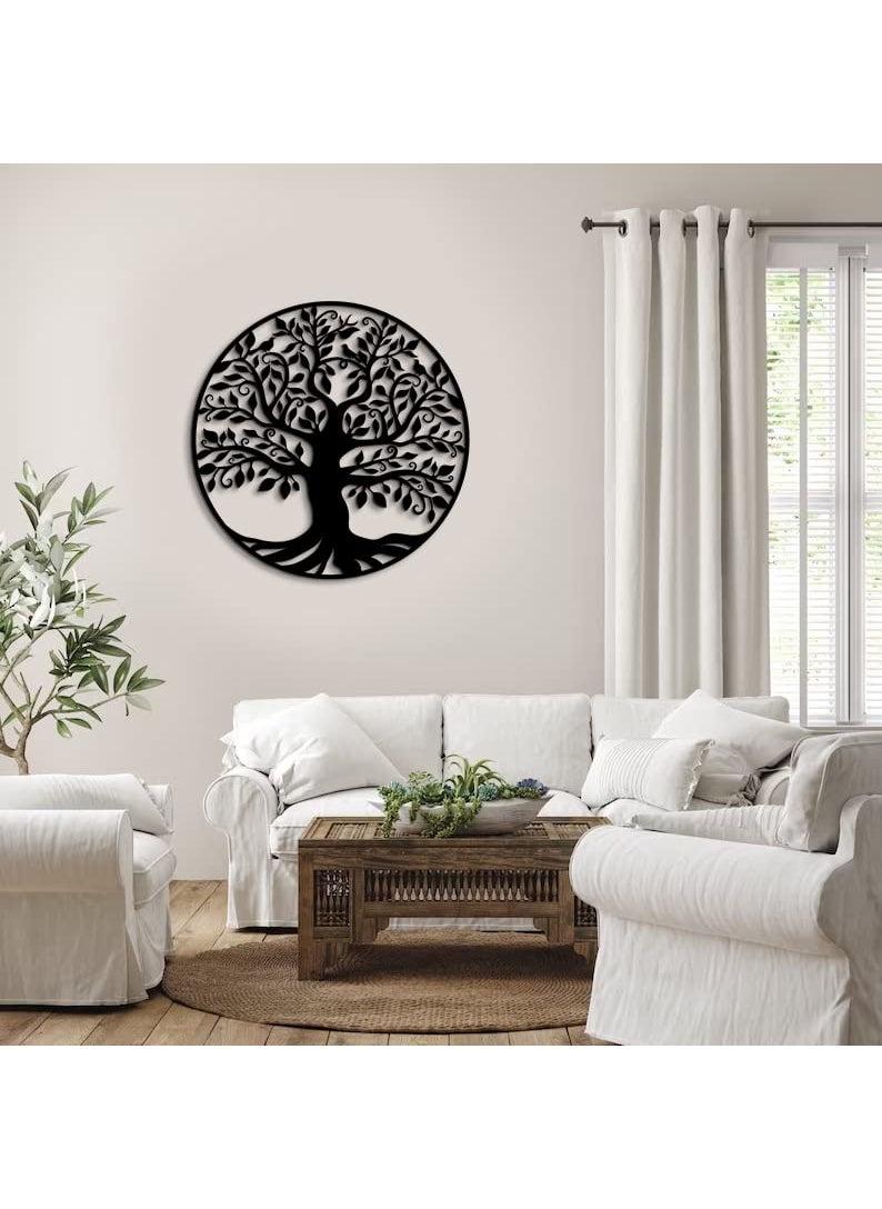 trademubarak Tree Wall Art for Living Room Home DecorWall Hanging with Matte FinishScratch Rust Free Modern Art for Drawing Room BedroomOfficeBlack 18 Inches