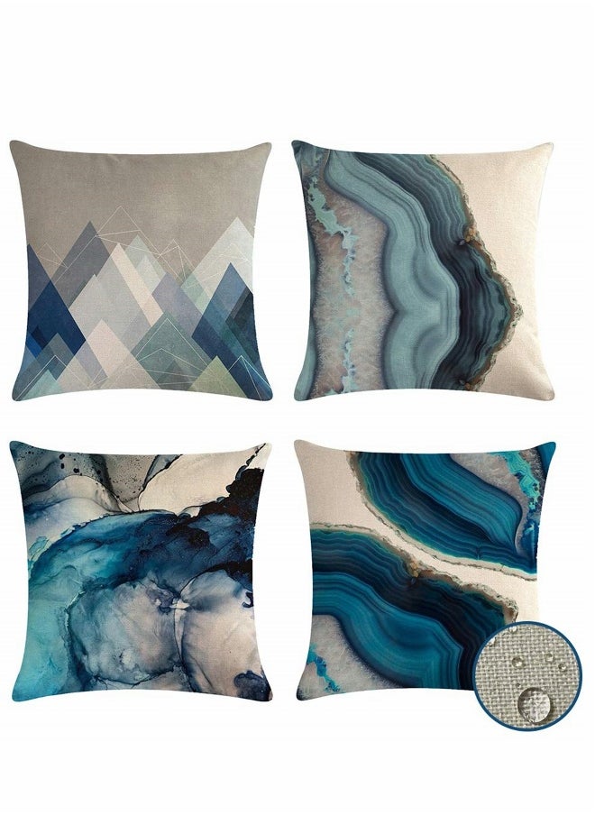 Pillow Covers Set of 4, Modern Sofa Throw Cover, Decorative Outdoor Linen Fabric Case for Couch Bed Car 45x45cm