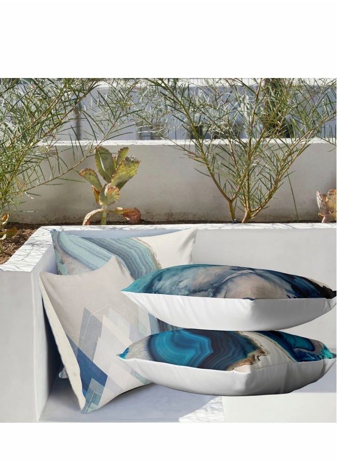 Pillow Covers Set of 4, Modern Sofa Throw Cover, Decorative Outdoor Linen Fabric Case for Couch Bed Car 45x45cm