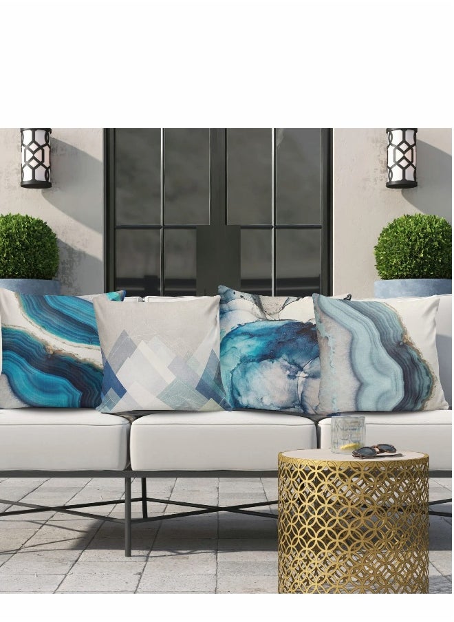 Pillow Covers Set of 4, Modern Sofa Throw Cover, Decorative Outdoor Linen Fabric Case for Couch Bed Car 45x45cm
