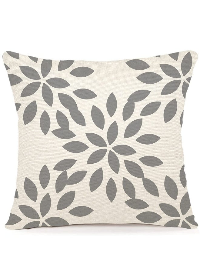 Set of 4 Decorative Pillow Covers 18x18 Modern Linen Fabric for Sofa Couch Bed and Car Gray Color 45x45cm