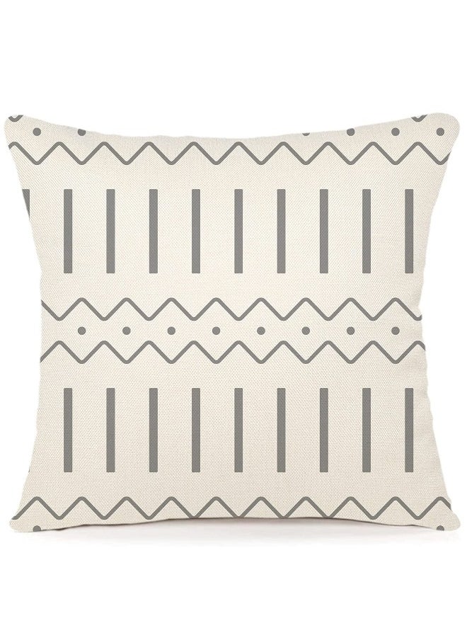 Set of 4 Decorative Pillow Covers 18x18 Modern Linen Fabric for Sofa Couch Bed and Car Gray Color 45x45cm