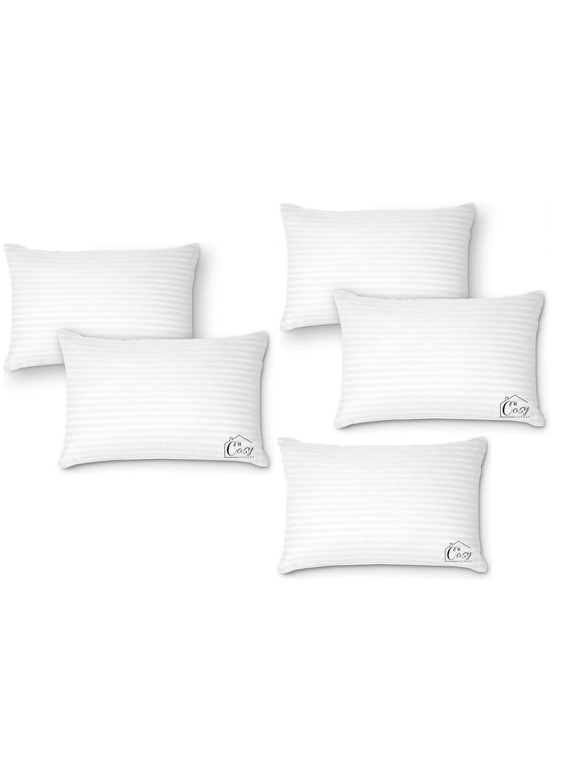 Cosy CORNER Pillows Queen Size White Pillows Comfortable and Long Lasting Pillows Polyester Plush Pillows Best Pillows for Side Sleepers Queen Pillows Stripe Pillow Set of 5