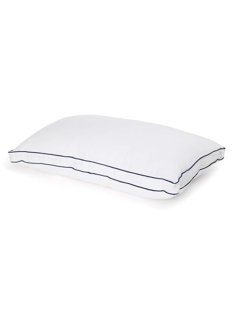 Elarra Home Supersoft Microfiber Loft Pillow White Blue Piping Size 43 cms x 68 cms 300TC Cotton Fabric 1200 GMS Super Soft Machine Washable Set of 1