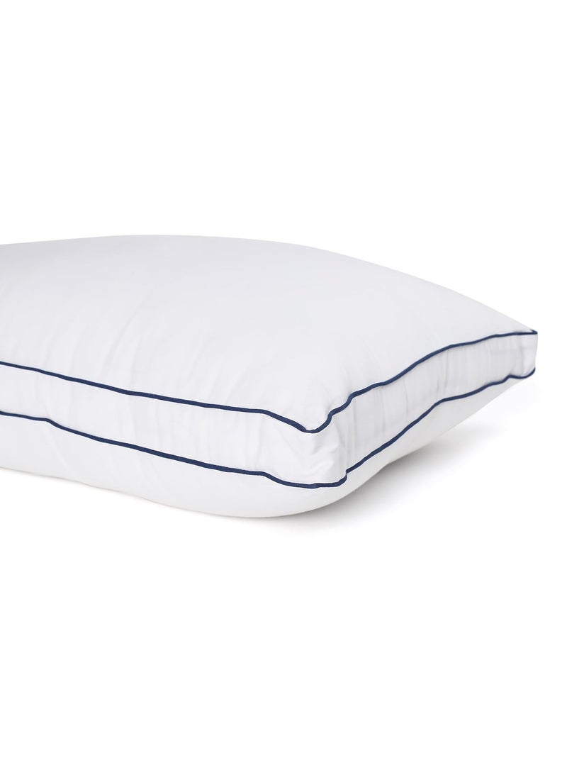 Elarra Home Supersoft Microfiber Loft Pillow White Blue Piping Size 43 cms x 68 cms 300TC Cotton Fabric 1200 GMS Super Soft Machine Washable Set of 1