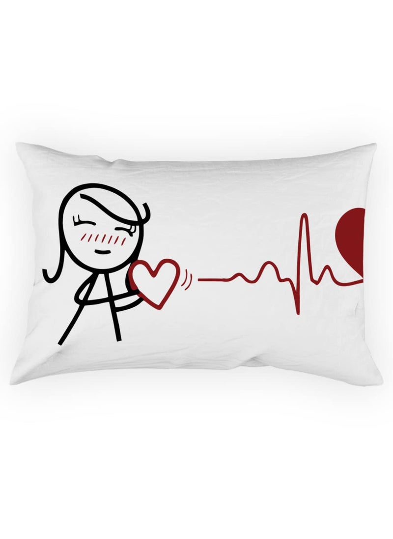 Crazyify Heart Bed Pillow Set Valentines Day Gift for GirlfriendBoyfriend Husband and Wife Bed Pillow Couple PillowsBedroom Pillows Decorative Pillow Set of 2 12x18 Inches