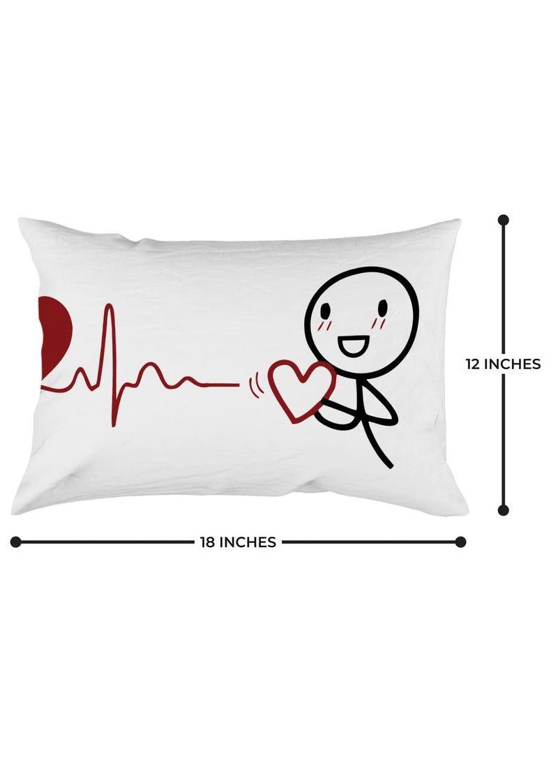 Crazyify Heart Bed Pillow Set Valentines Day Gift for GirlfriendBoyfriend Husband and Wife Bed Pillow Couple PillowsBedroom Pillows Decorative Pillow Set of 2 12x18 Inches