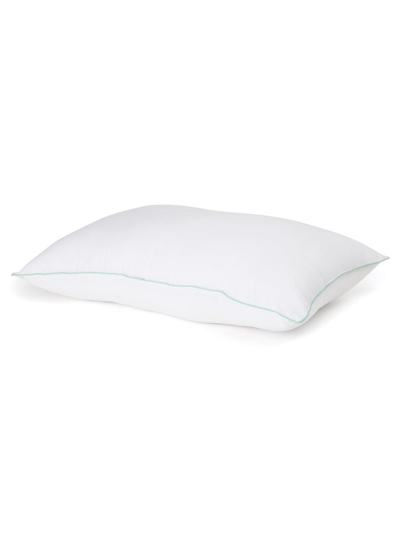 Elarra Home Firm Pillow White with Piping Size 43 cms x 68 cms 300TC Cotton Fabric Virgin Grade Fabric 750 GMS Machine Washable Set of 1