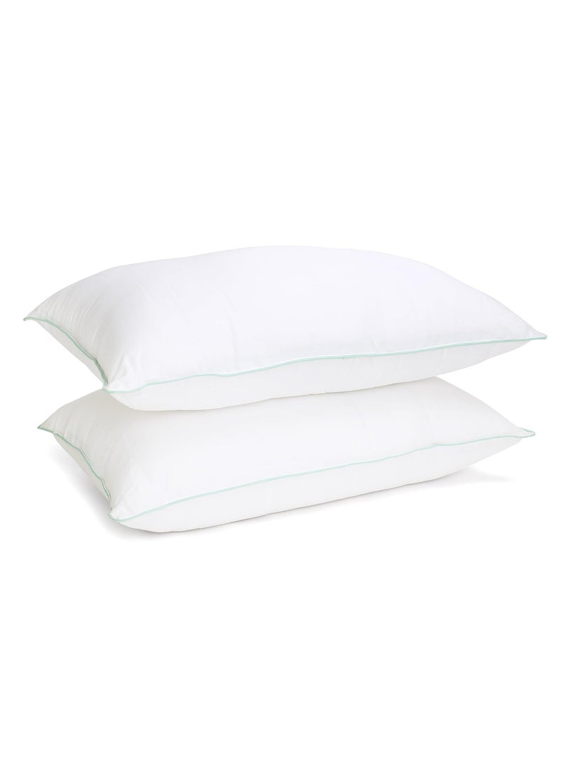 Elarra Home Firm Pillow White with Piping Size 43 cms x 68 cms 300TC Cotton Fabric Virgin Grade Fabric 750 GMS Machine Washable Set of 1