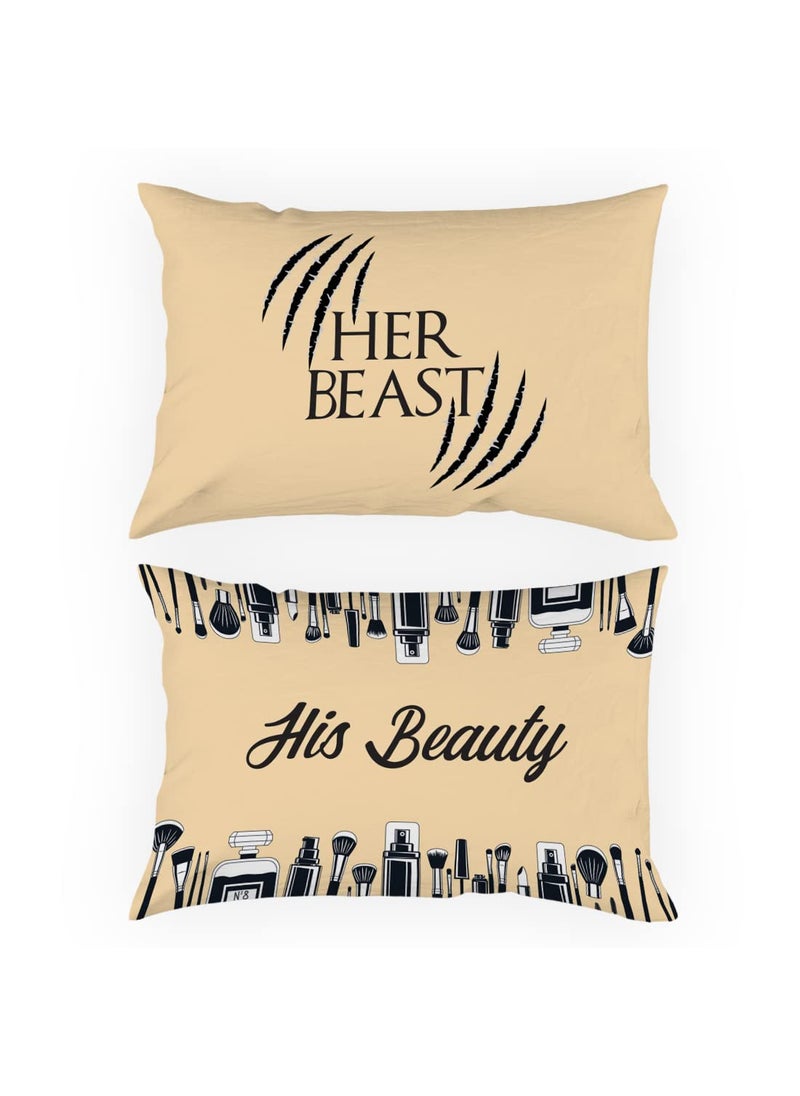 Crazyify Her Beast Pillow Set of 2 Valentines Day Gift for GirlfriendBoyfriend Husband and Wife Pillow Pillow for BedroomLiving Room 2 Pillow 12x18 Inches