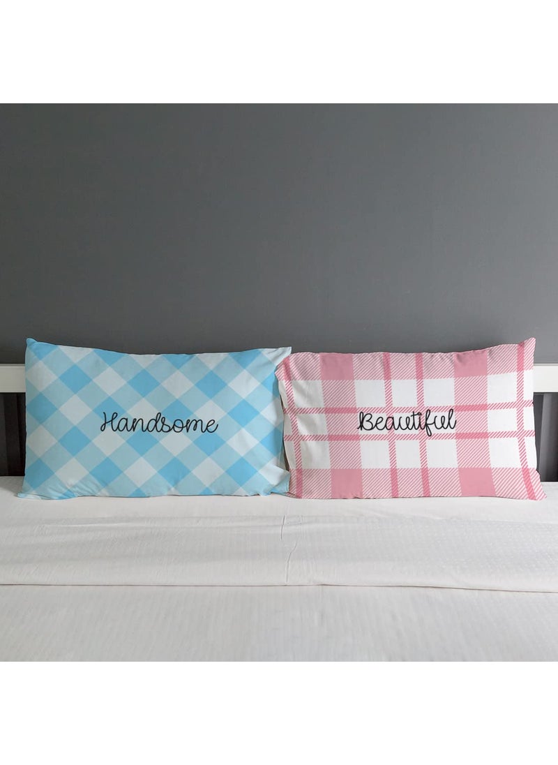 Crazyify Pink Pillow Set of 2 Valentines Day Gift for GirlfriendBoyfriend Husband and Wife Pillow Pillow for BedroomLiving Room Couple Pillow 12x18 Inches
