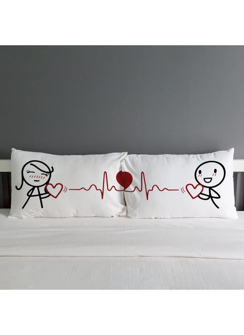 Crazyify Heart Bed Pillow Set Valentines Day Gift for GirlfriendBoyfriend Husband and Wife Bed Pillow Couple PillowsBedroom Pillows Decorative Pillow Set of 2 12x18 Inches