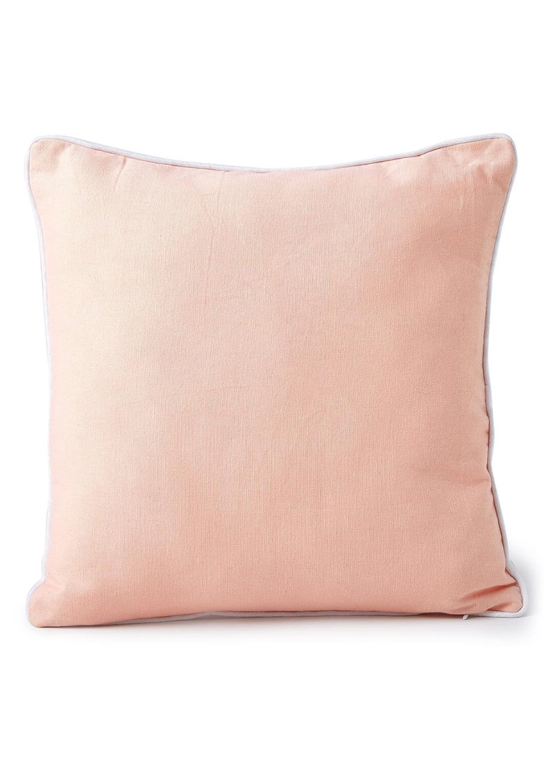 The White Cradle White Dyed Duck Cotton Pillow 14x14 in Elegant Piping with Detailed Embroidery Adds Character and Luxury to Your Kids Play Area Pink Rabbit