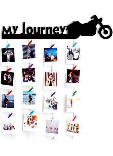 Feelings Gifts Hanging Photo Display Picture Frame Collage Picture Display Organizer with Wood Clips for Wall Decor Hanging Photos Best My Journey Frame