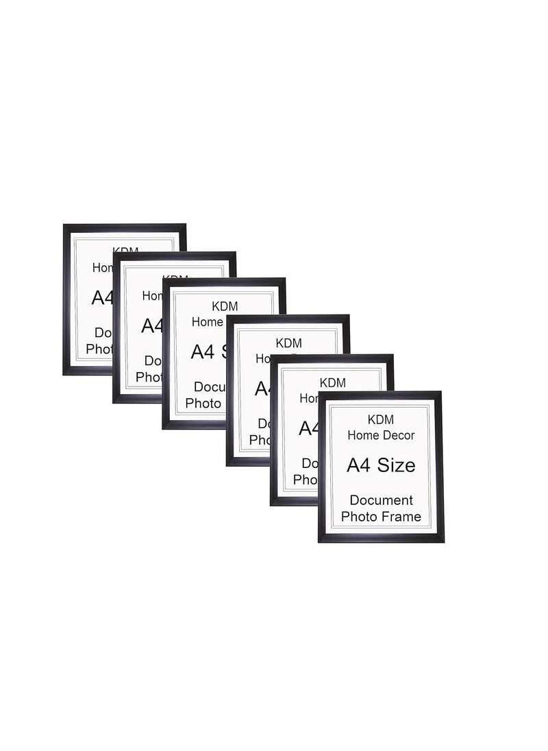 KDM HOME DECOR A4 Size Photo Frame For Wall Set of 6 Black Picture Frame For Home and Office Decoration Size 82 x 116 8x12 Inches