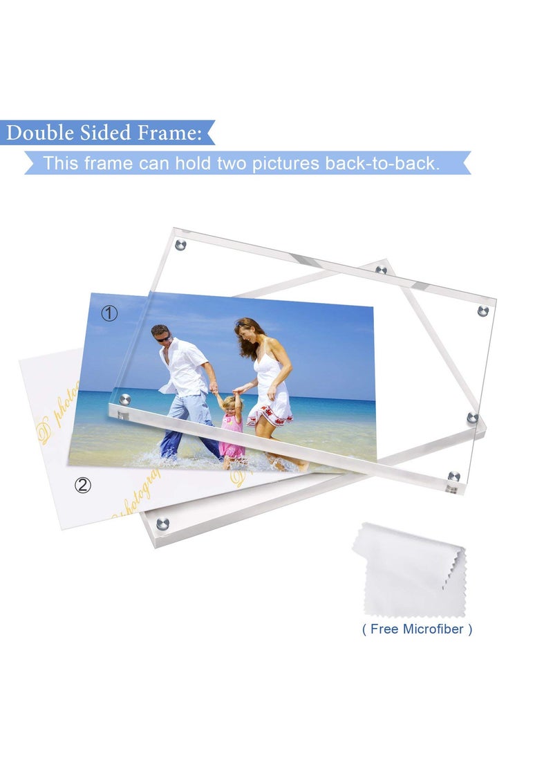 Maitri Clear Transparent Acrylic Picture Frame Magnetic Picture Frame Desktop Photo Frame With Magnet Double Sided Block Set Frameless Magnetic Photo Frame 5 X 7 Inch Pack of 2