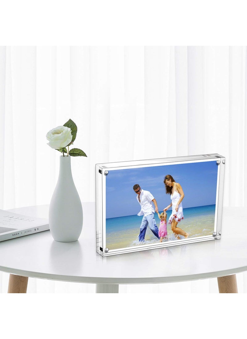 Maitri Clear Transparent Acrylic Picture Frame Magnetic Picture Frame Desktop Photo Frame With Magnet Double Sided Block Set Frameless Magnetic Photo Frame 5 X 7 Inch Pack of 2