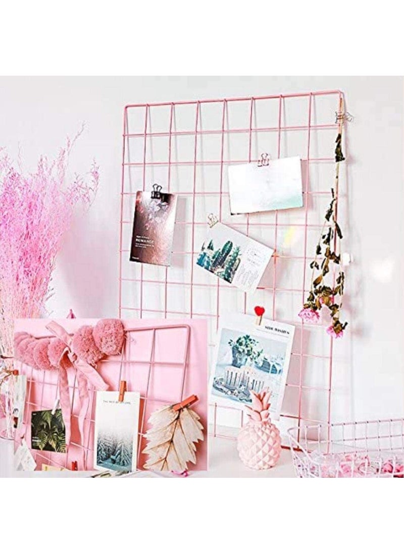 Franklite Iron Square shape hanging Grid frame for home Decoration wall photog collage photo key as per your requirement 85x 55 cm Pink