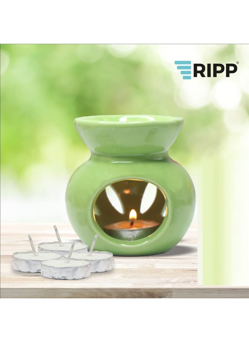 RIPP Set of 3 Regular Ceramic Aroma Burner Oil Diffuser with TealightCeramic Aroma Essential Oil Burner Diffuser for Home Fragrance at Home Office Hotel SPA Pack of 3 BlackGreenRed
