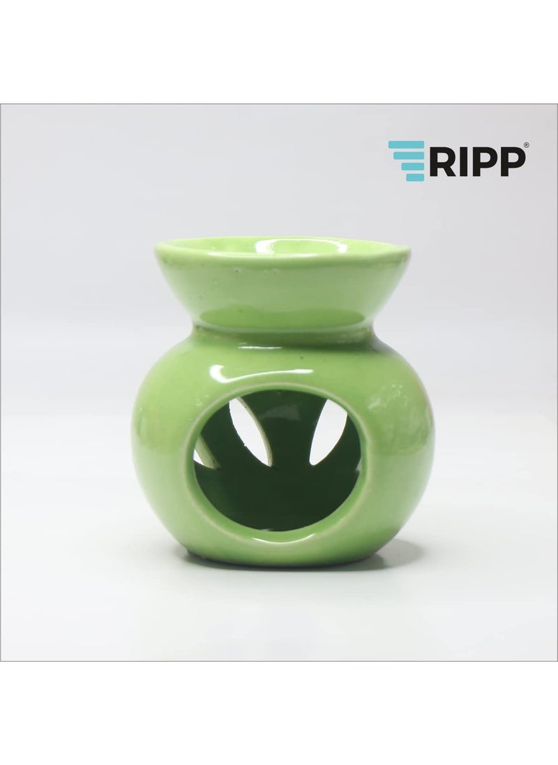 RIPP Set of 3 Regular Ceramic Aroma Burner Oil Diffuser with TealightCeramic Aroma Essential Oil Burner Diffuser for Home Fragrance at Home Office Hotel SPA Pack of 3 BlackGreenRed