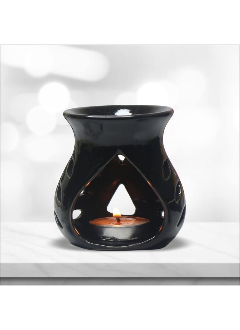 RIPP Set of 3 Regular Ceramic Aroma Burner Oil Diffuser with TealightCeramic Aroma Essential Oil Burner Diffuser for Home Fragrance at Home Office Hotel SPA Pack of 3 BlackGreenRed