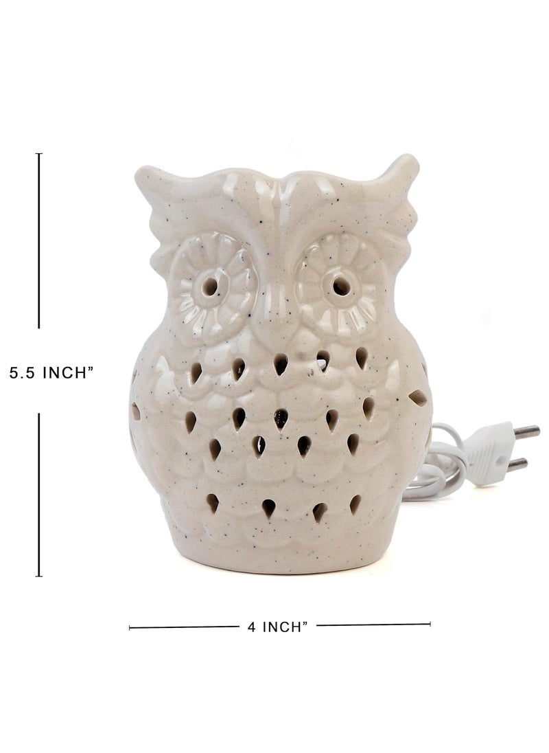 Kraftlik Handicrafts Electric Aroma DiffuserBurner Ancient Baby Owl Shape Shape Electric Ceramic Aroma Oil Diffuser Set Electric Diffuser Burner with Oil for RoomOfficeHome Decor
