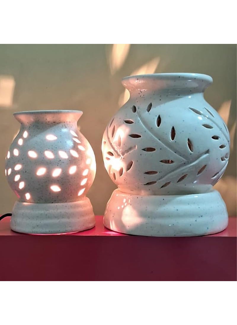Kraftlik Handicrafts Fragrances Ceramic Electric Aroma Diffuser Oil Burner Electric Diffuser Burner with Oil for RoomOfficeHome Decor EthinicBig Mini