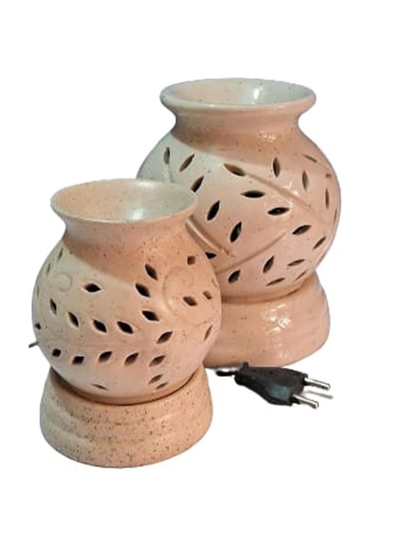 Kraftlik Handicrafts Fragrances Ceramic Electric Aroma Diffuser Oil Burner Electric Diffuser Burner with Oil for RoomOfficeHome Decor EthinicBig Mini
