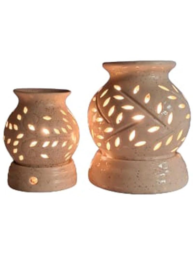 Kraftlik Handicrafts Fragrances Ceramic Electric Aroma Diffuser Oil Burner Electric Diffuser Burner with Oil for RoomOfficeHome Decor EthinicBig Mini