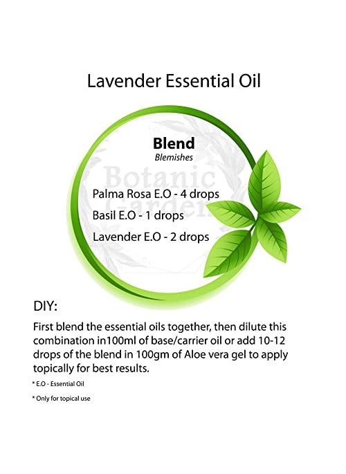 Botanic Garden Lavender Essential Oil 100 Pure Therapeutic Grade Steam Distilled Promotes Peaceful Sleep RelaxationTension Relief Headaches for Diffuser Topical Use with Dropper 100ML