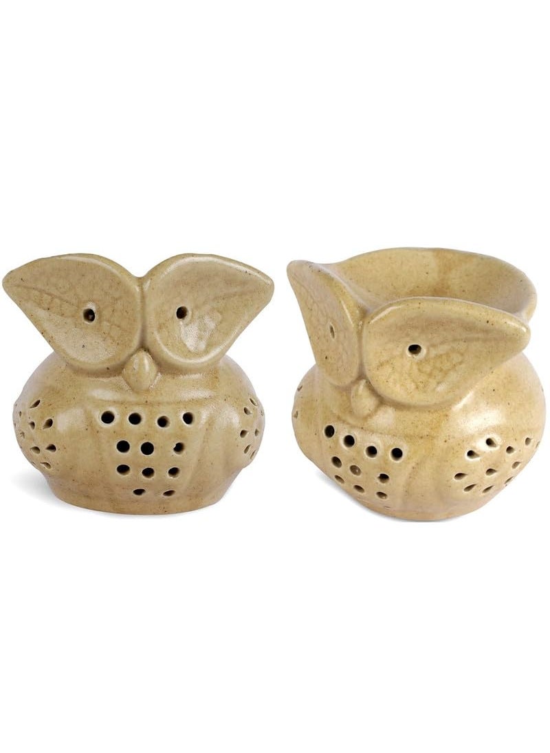 Kraftlik Handicrafts Electric Aroma DiffuserBurner Ancient Owl Shape Electric Ceramic Aroma Oil Diffuser Set Electric Diffuser Burner with Oil for RoomOfficeHome Decor Pack of 2