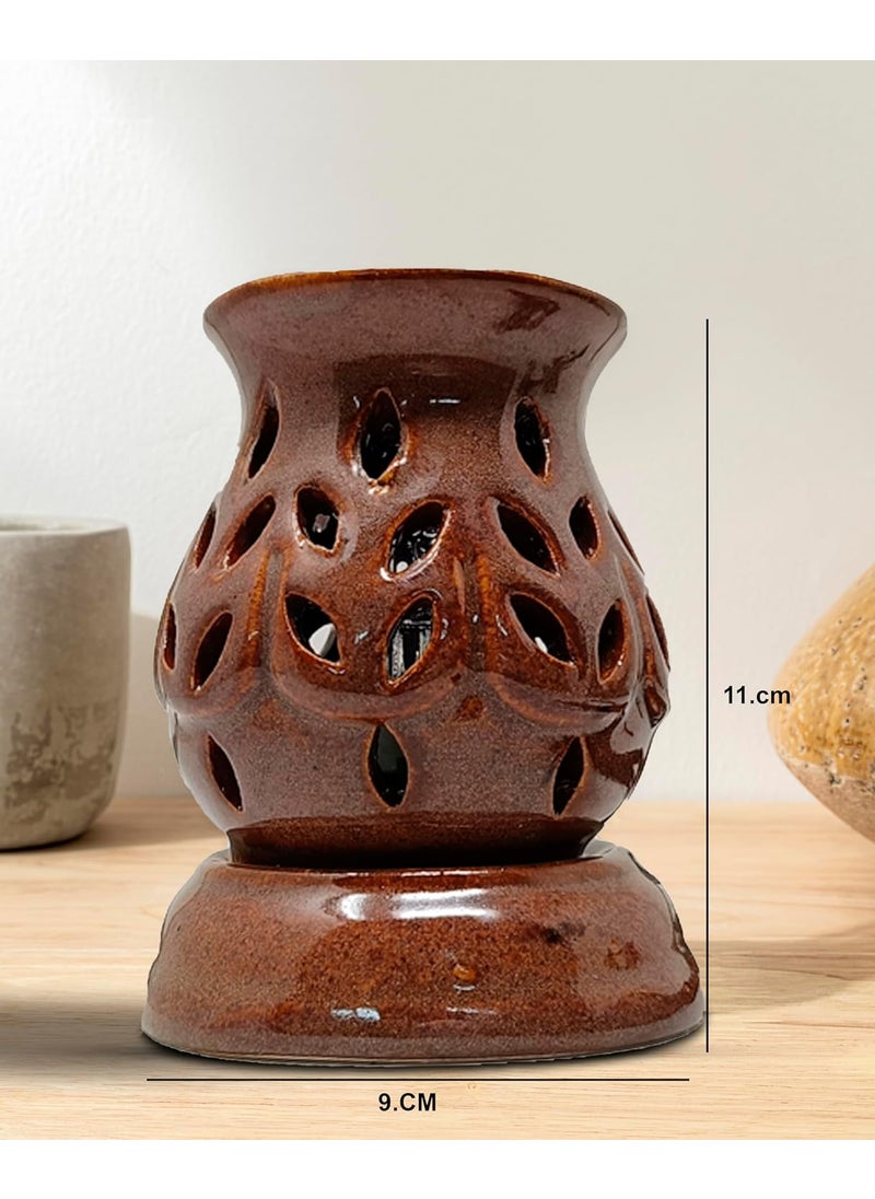 Peepalcomm Matki Shaped Electric Aroma Oil Diffuser Black 2 High Scented Lavender Essential Oils 10ml Each Brown