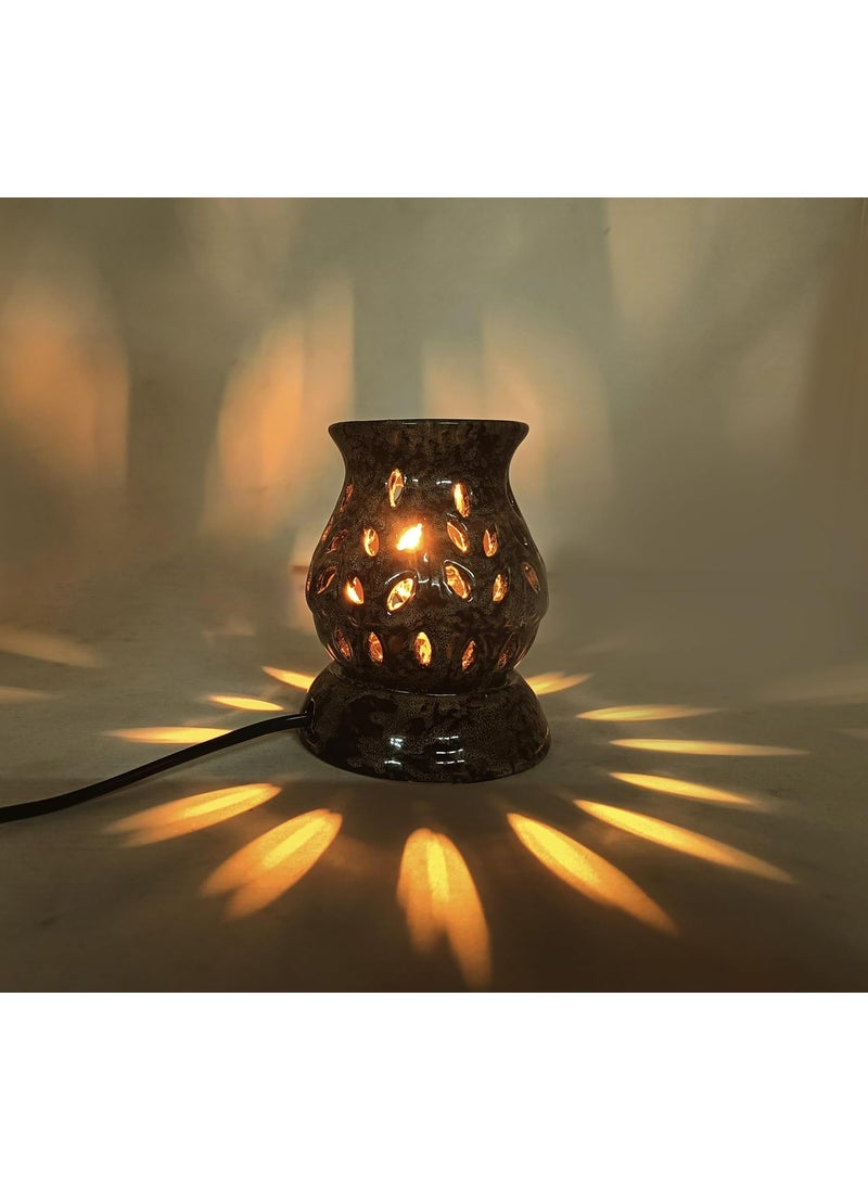 Peepalcomm Matki Shaped Electric Aroma Oil Diffuser Black 2 High Scented Lavender Essential Oils 10ml Each Brown